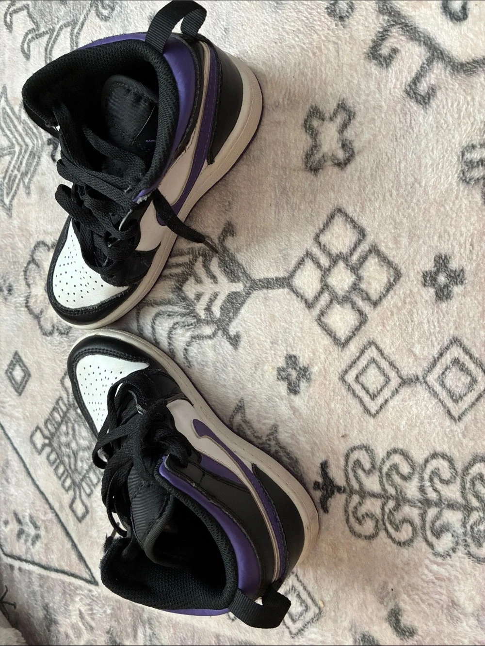 Nike Jordan Kids' Mid-Top Sneakers - White, Black & Purple